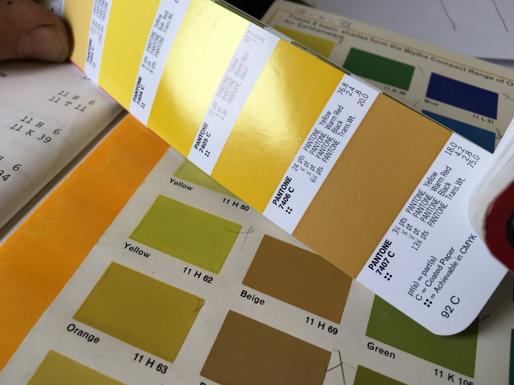 Ceramic colour swatches used to match a design